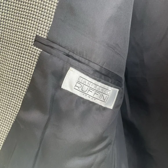 VTG Gianfranco Ruffini Italy Men's 42R Wool Houndstooth Blazer Jacket Sport Coat - Picture 6 of 13